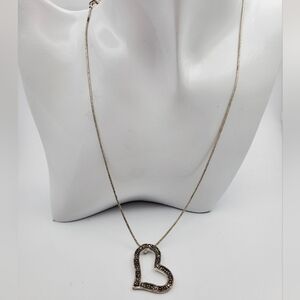 Black crystal ice‎ heart necklace N2301